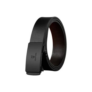 LUCKY LION Automatic Buckle Business Pants Belt Alloy, Cow Leather Belts Men's Width 3.3cm