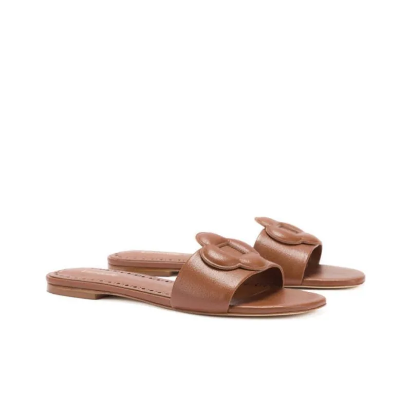Larroude Slide Slippers Women's Caramel-2