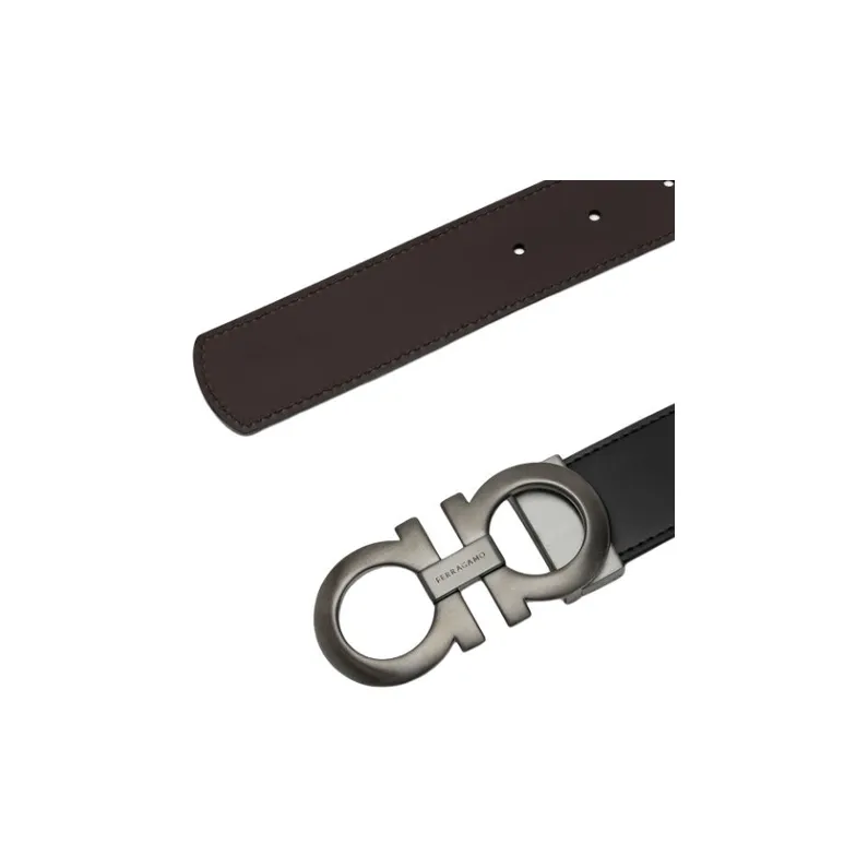 FERRAGAMO Leather Belts Men's Black Width 4cm-1