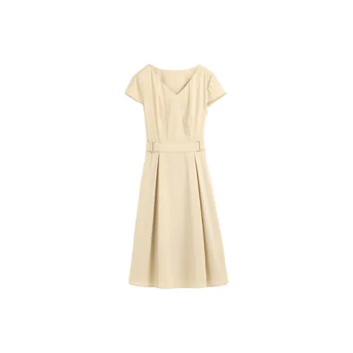 Hang Yi Court Short-Sleeved Dresses Women's Khaki