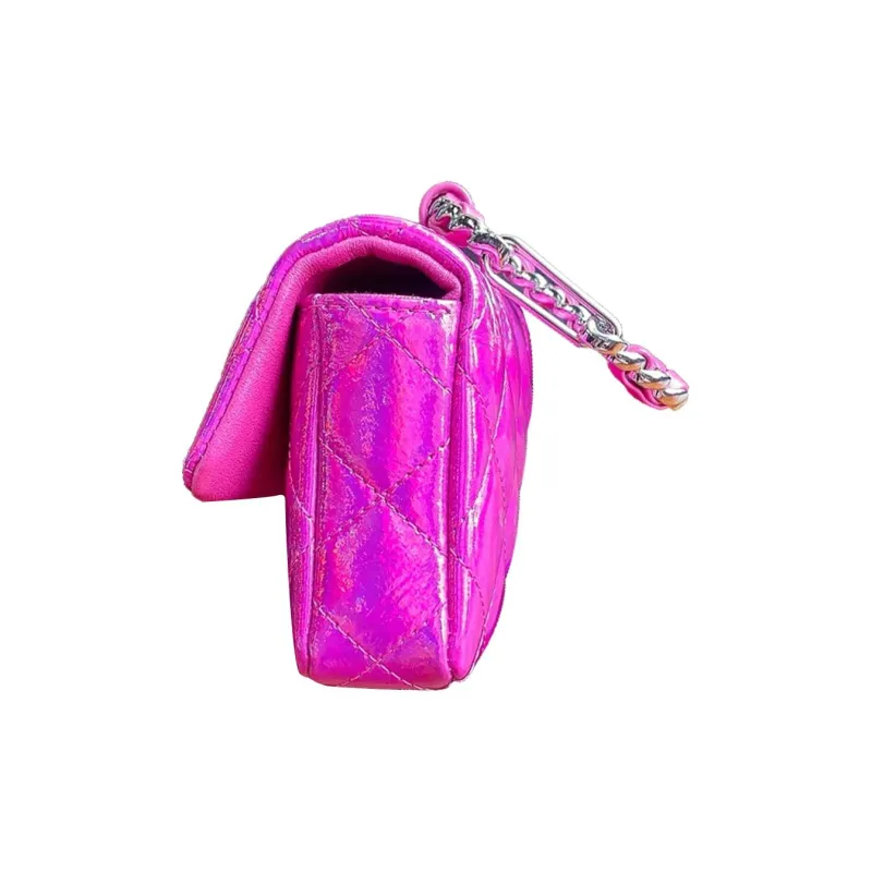 CHANEL Sheepskin Handbag Trumpets Women's Peach Pink-1