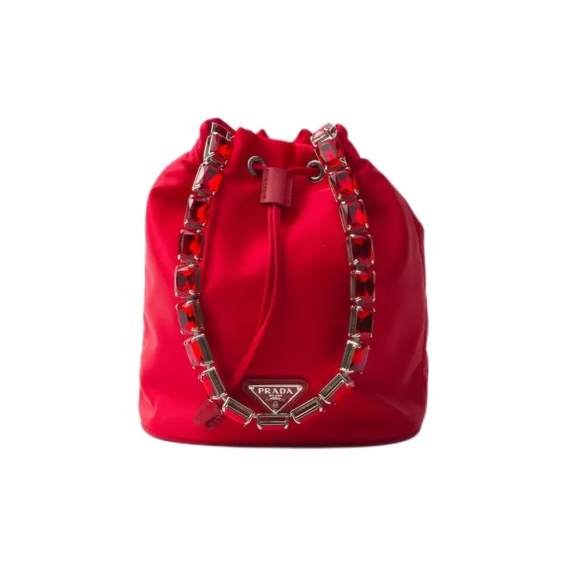 PRADA Recycled Nylon Handbag Shoulder Bag Crossbody Bag Mini Women's Red-0