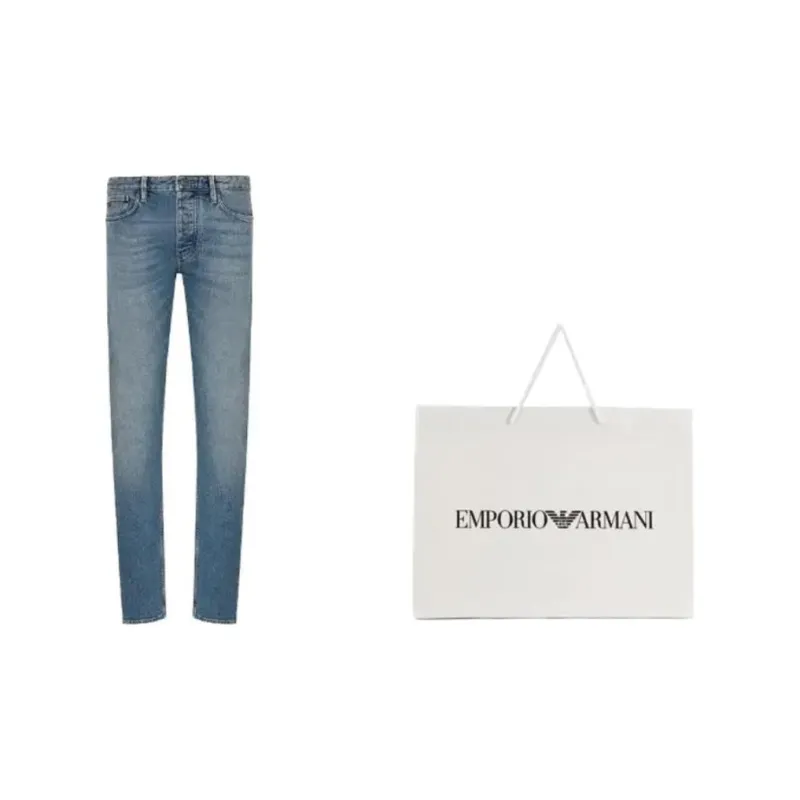 EMPORIO ARMANI J75 Logo Patch Slim Cut Jeans-1
