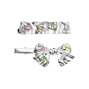 Kelanxi Alloy Hair Clips Women's Silver/Multicolor
