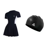 Black Swim Skirts+Swimming Caps