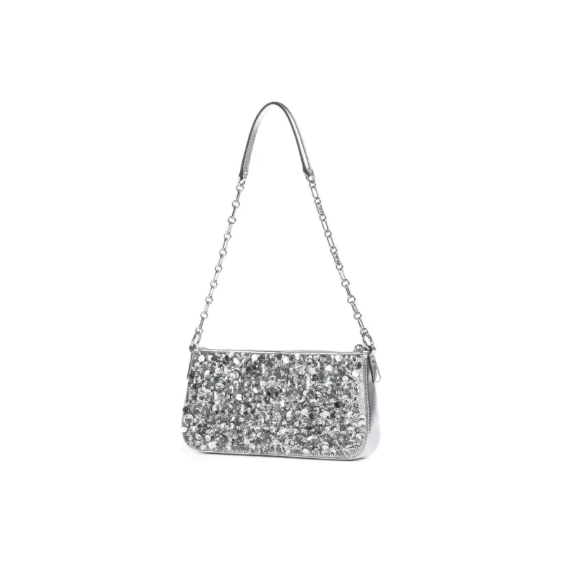 MICHAEL KORS Polyamide Handbag, Shoulder Bag Unisex Silver-1