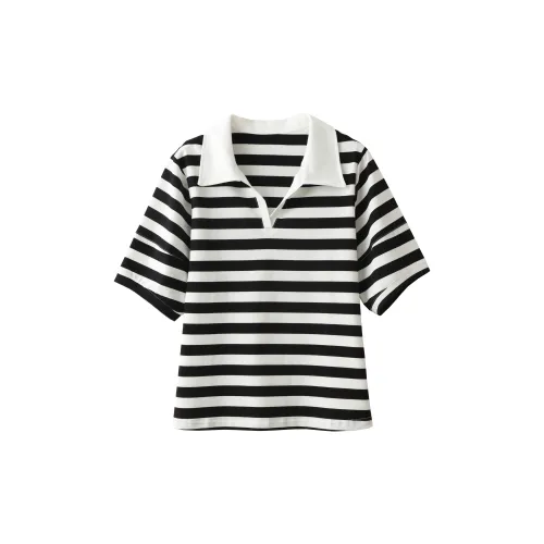 Huagaa T-Shirts Women's Black/White Stripes