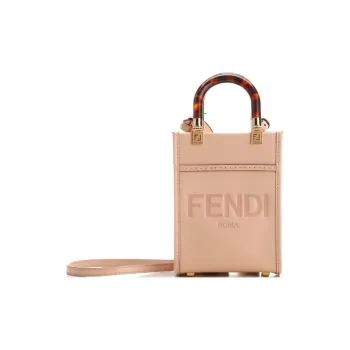FENDI Calfskin Tote Bag Shopping Bag Sun Bag Crossbody Handbag Shoulder Bag Mini Women's Light Pink