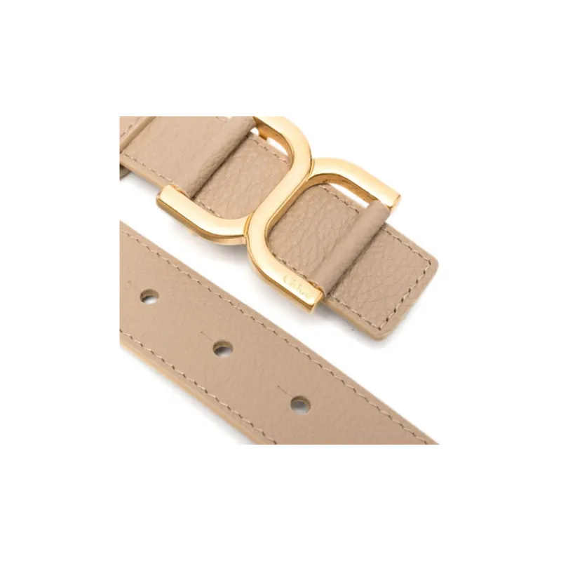 Chloe Marcie Leather Belt Smooth Buckle Calfskin Leather Belts Women's Brown Width: 3CM-2