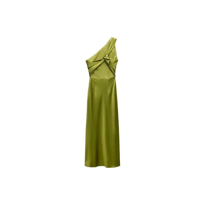 ZARA Sleeveless Dress Women's Olive Green-1