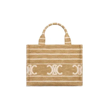 CELINE Cabas Thais Fabric With Cow Leather Tote Bag, Shopping Bag, Handbag Small Size Women's Smoky