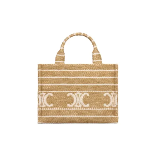 CELINE Cabas Thais Fabric With Cow Leather Tote Bag, Shopping Bag, Handbag Small Size Women's Smoky