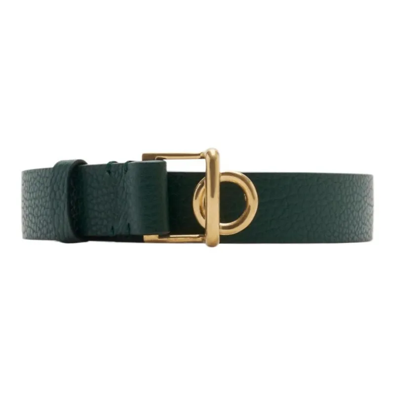Burberry Emblem Design Smooth Buckle Calfskin Leather Belts Women's Green Width: 3CM-0