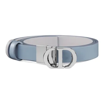 DIOR 30 Montaigne Logo Pin Buckle Leather Belts Women's Blue 2CM
