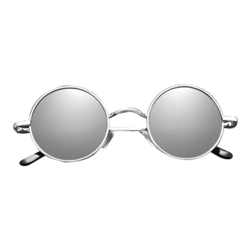 Thunder Pailong Alloy Round Sunglasses Unisex Black/Silver/Gray-8