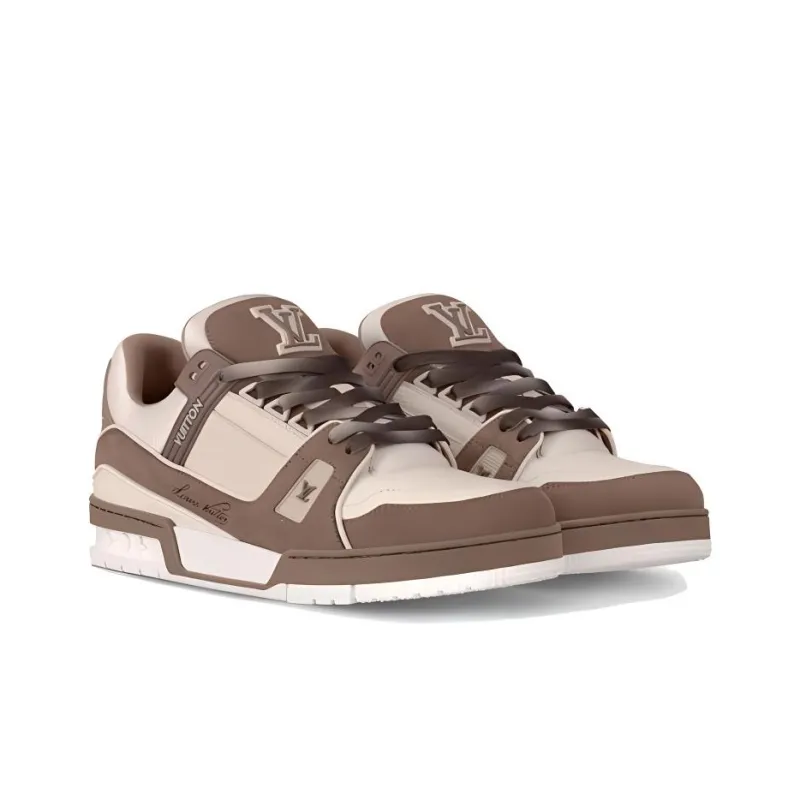 LOUIS VUITTON Trainer Low Top Skateboard Shoes Men's Taupe-2