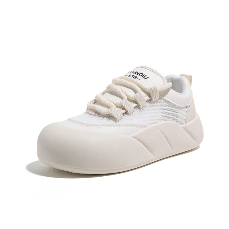 HUANQIU Lightweight And Breathable Low Top Skateboard Shoes Women's Beige Gold-1
