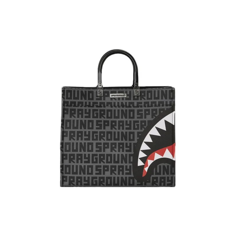 SPRAYGROUND Artificial Leather Tote Bag Shopping Bag Handbag Unisex Black Gray Color-1