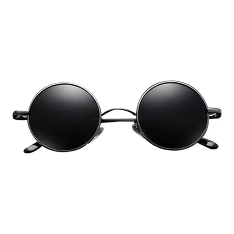 Thunder Pailong Alloy Round Sunglasses Unisex Black/Silver/Gray-6