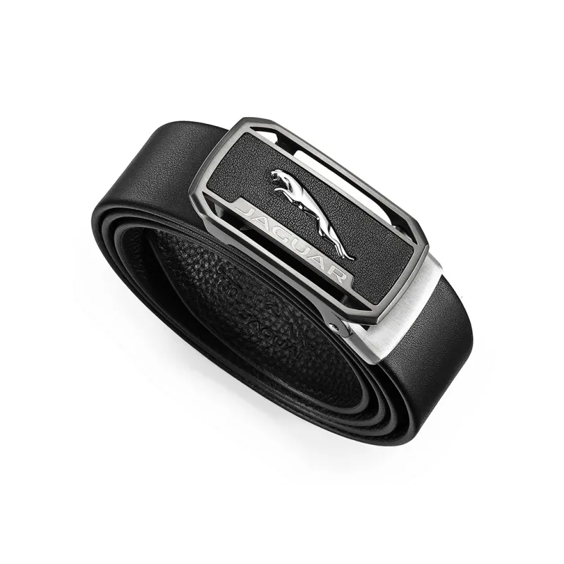 JAGUAR Fashion Business Men's Genuine Leather Automatic Buckle Cow Leather Belt Pants Men's Black Width 3.4cm-4