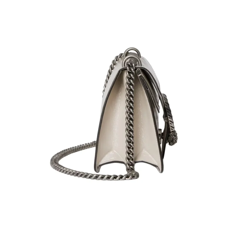 GUCCI Patent Leather Crossbody Bag, Shoulder Bag Trumpets Women's Light Gray-2