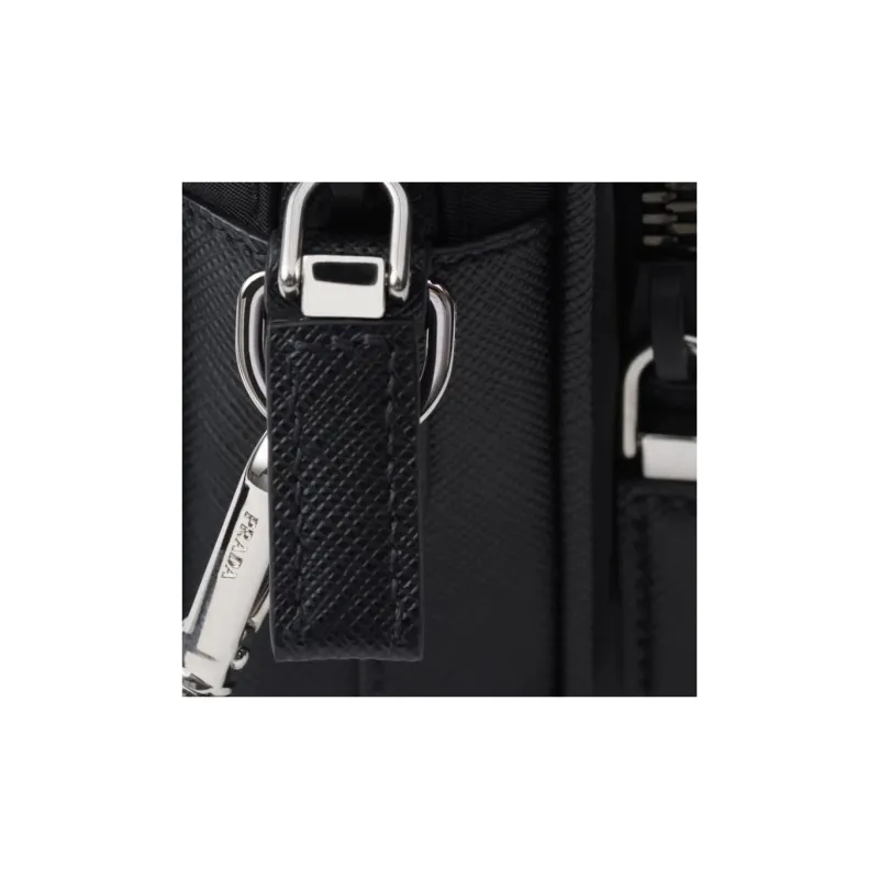 PRADA Re NylonSaffiano Leather Crossbody Bag, Shoulder Bag Unisex Black-3