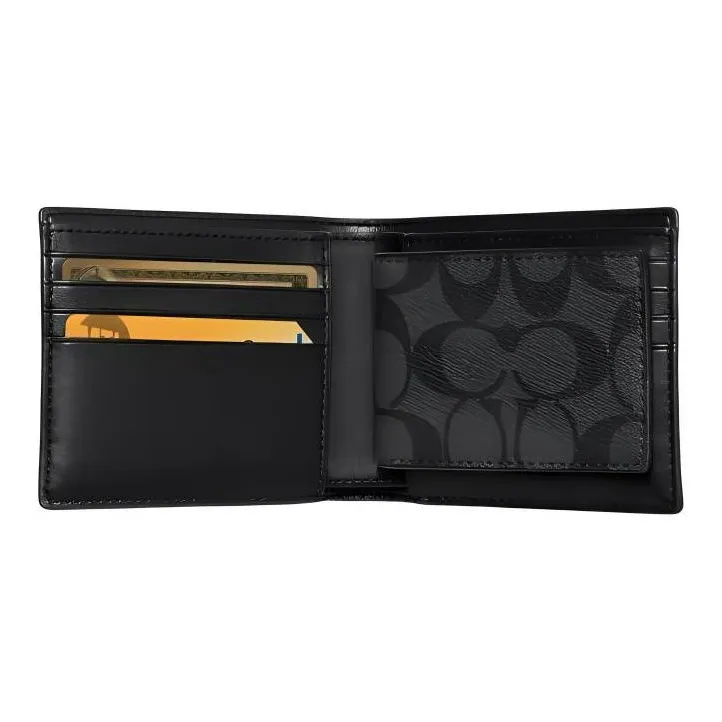 COACH 3 IN 1 Wallet Canvas Wallet Mini Men's Black Gray-1