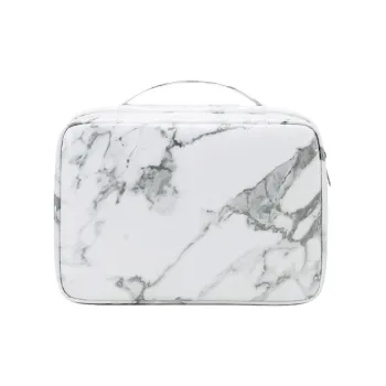 TTaG．baG PU Toiletry Bag Regular Women's White Marble Pattern