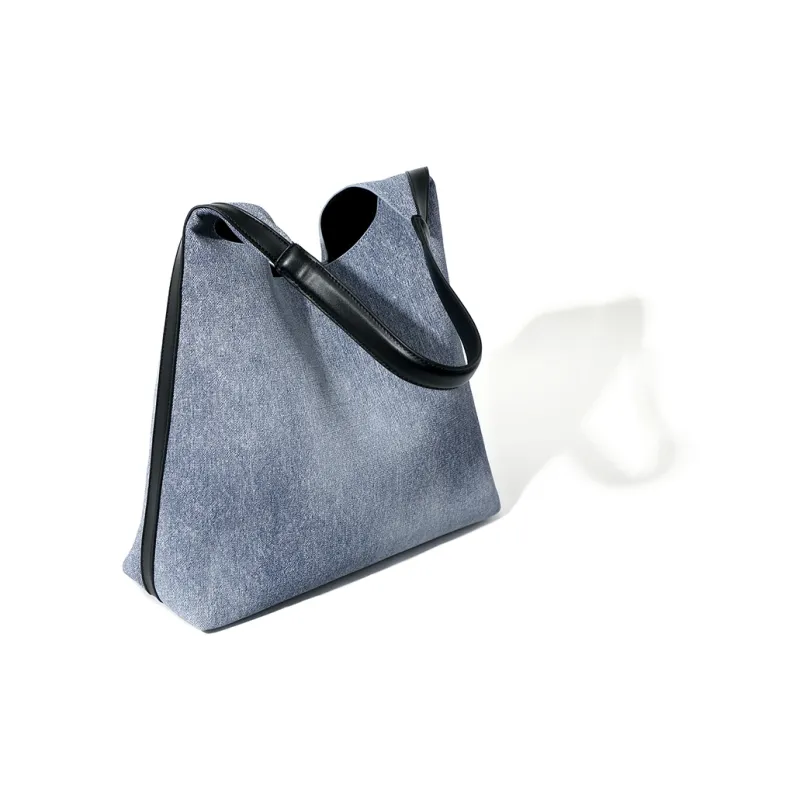 MASTER CANVAS Fabric Tote Handbag, Shoulder Bag Women's Denim Blue-4