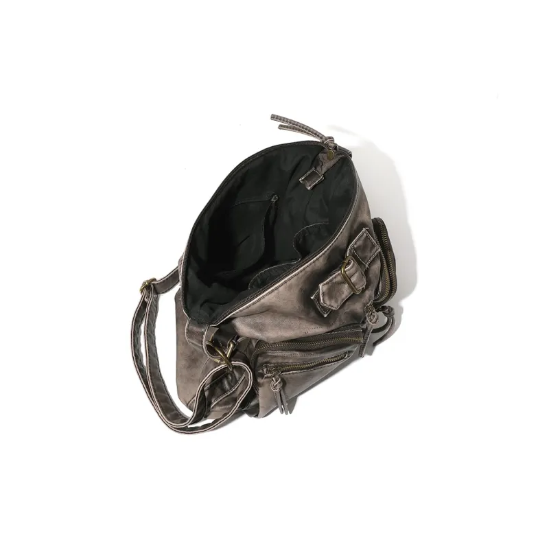 MASTER CANVAS Leather Shoulder Bag Crossbody Bag Unisex Coffee-5
