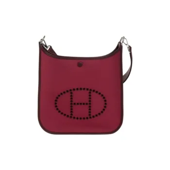 HERMES Evelyne Officier Canvas With Swift Calfskin Crossbody Bag Shoulder Bag Women's Dark Red & Red