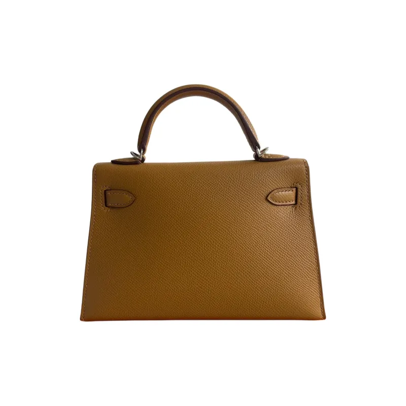 HERMES Mini Kelly Epsom Leather Kelly Bag Shoulder Bag Crossbody Bag Handbag Women's 2S Sesame-4