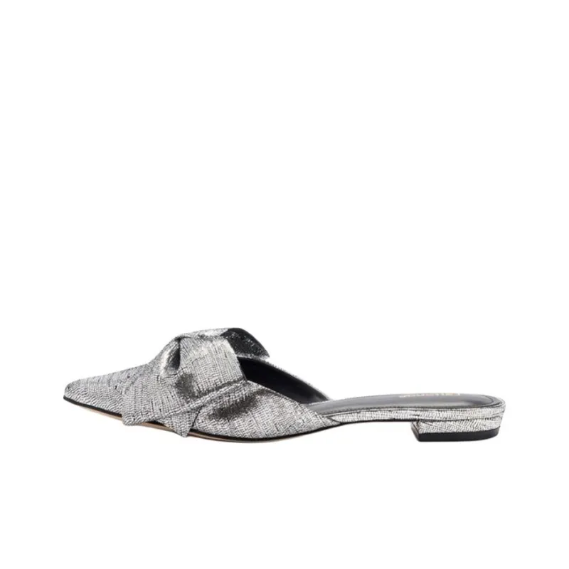 Larroude Wrap-toe Slippers Women's Silver-0