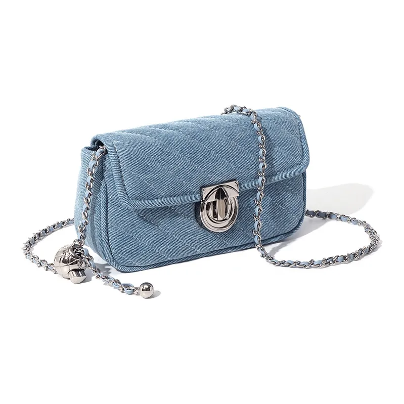MASTER CANVAS Fabric Chain Bag, Crossbody Bag, Shoulder Bag Women's Denim Blue-2