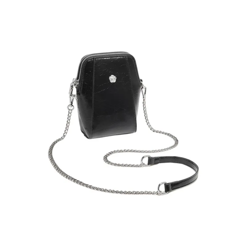 Marino Orlandi Cow Split Leather Shoulder Bag Crossbody Bag Mini Women's Silver/Black-5