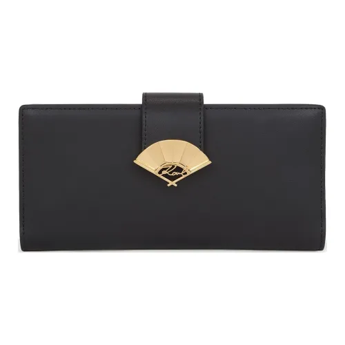 KARL LAGERFELD Cow Leather Wallet Womens White Signature Fan Continental Wallet