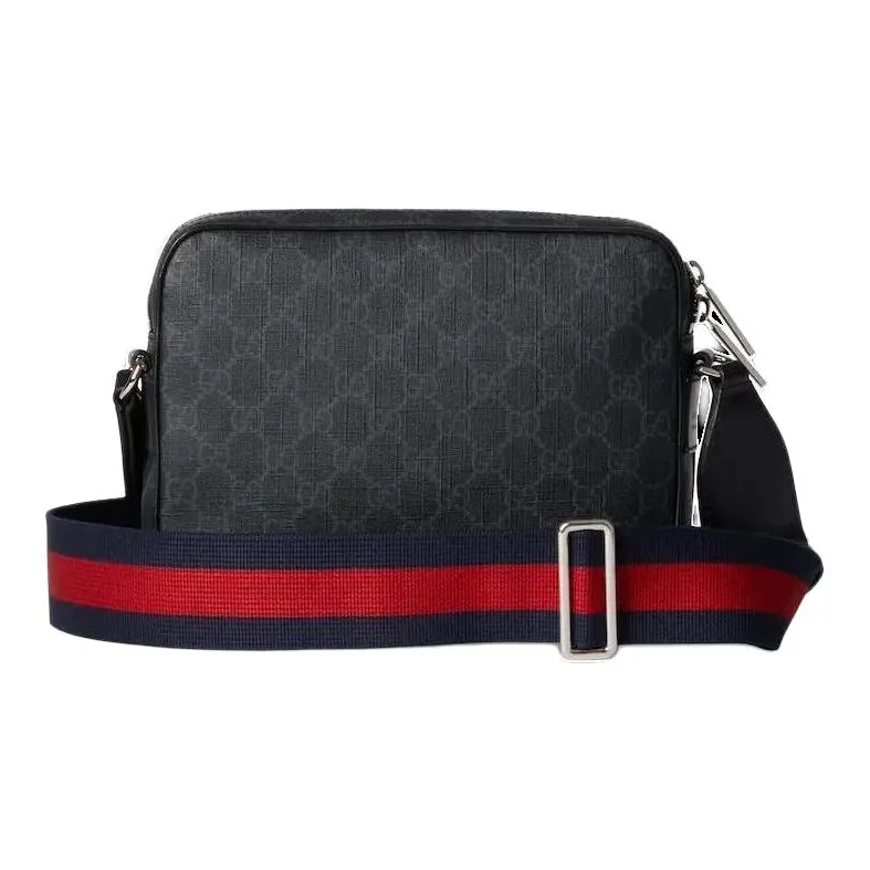 GUCCI GG Supreme Canvas With Leather Canvas Bag, Shoulder Bag, Crossbody Bag Trumpets Men's Black-6