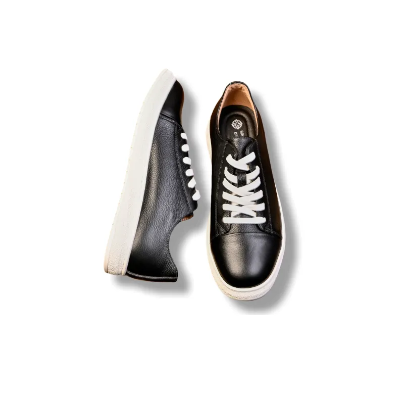 Brounvanm Anti Slip Wear Resistant Low Top Skateboard Shoes Men's Black-3