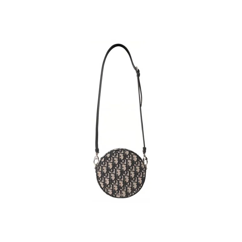 DIOR Canvas With Calfskin Canvas Bag, Round Bag, Crossbody Bag, Shoulder Bag Women's Denim Blue-1