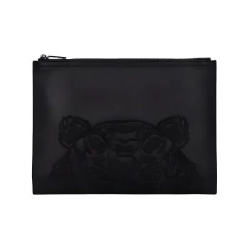 KENZO Cow Leather Handbag Clutches Men's Black