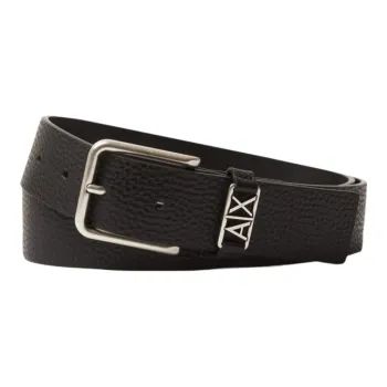 ARMANI EXCHANGE Badge Decoration, Pin Buckle Leather Belts Men's Black