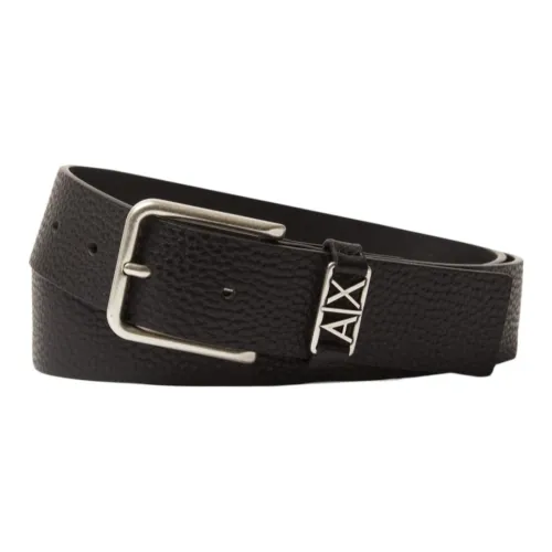 ARMANI EXCHANGE Badge Decoration, Pin Buckle Leather Belts Men's Black