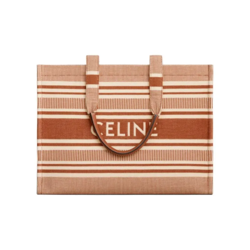 CELINE Cabas Thais Fabric With Cow Leather Tote Bag, Shopping Bag, Handbag Tubas Women's Ochre-0