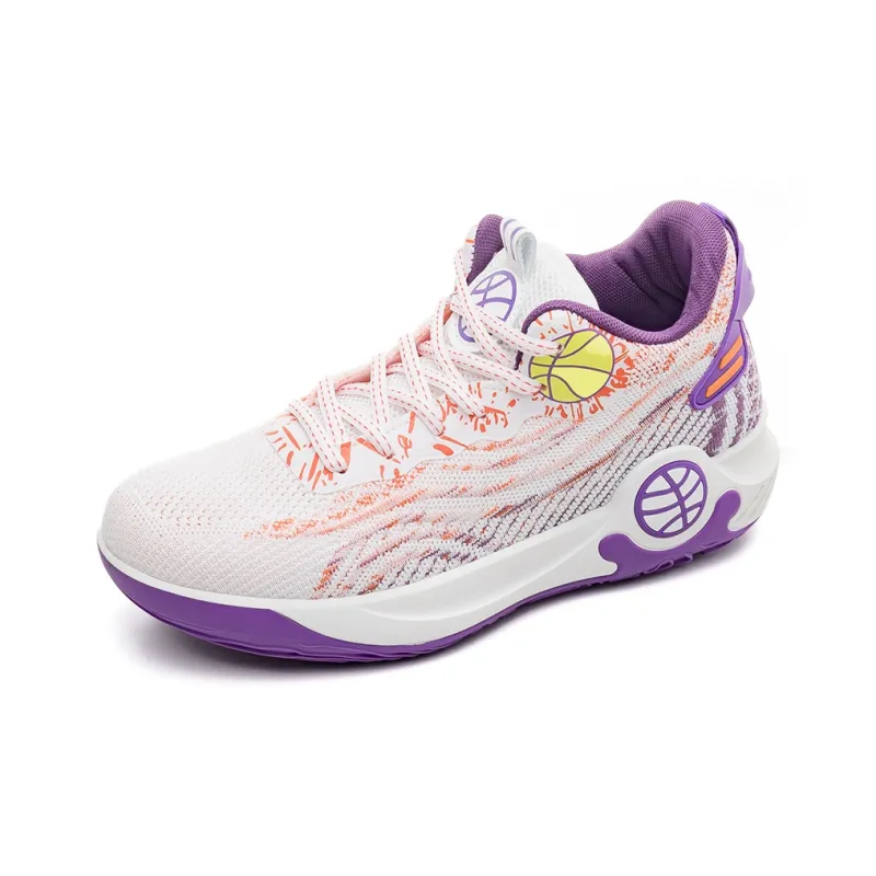 RENBEN Cushioned Wear Resistant Breathable Lightweight Low Top Basketball Shoes Men's Purple-2