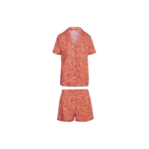 CK/Calvin Klein S/S SHORT SET Pajama Set Europe Version Women's Lime Gray