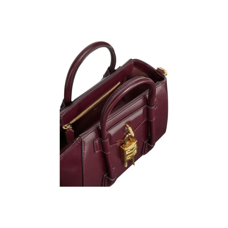 Givenchy Mini Antigona Lock Bag In Box Leather Oxblood Red-3