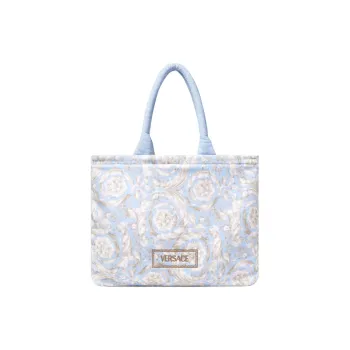 VERSACE 100% Cotton Tote Bag Shopping Bag Handbag Unisex Blue