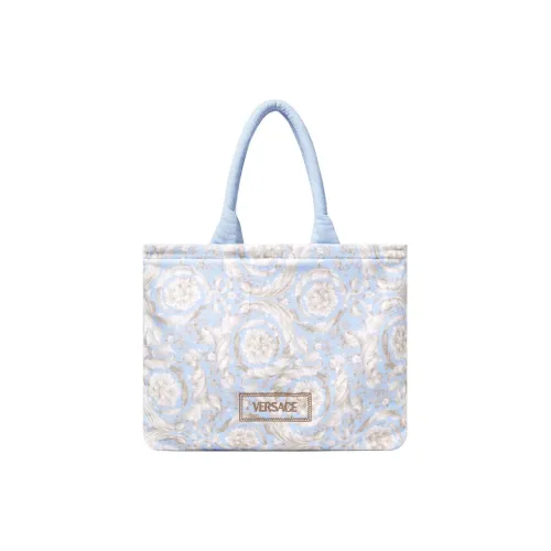 VERSACE 100% Cotton Tote Bag Shopping Bag Handbag Unisex Blue