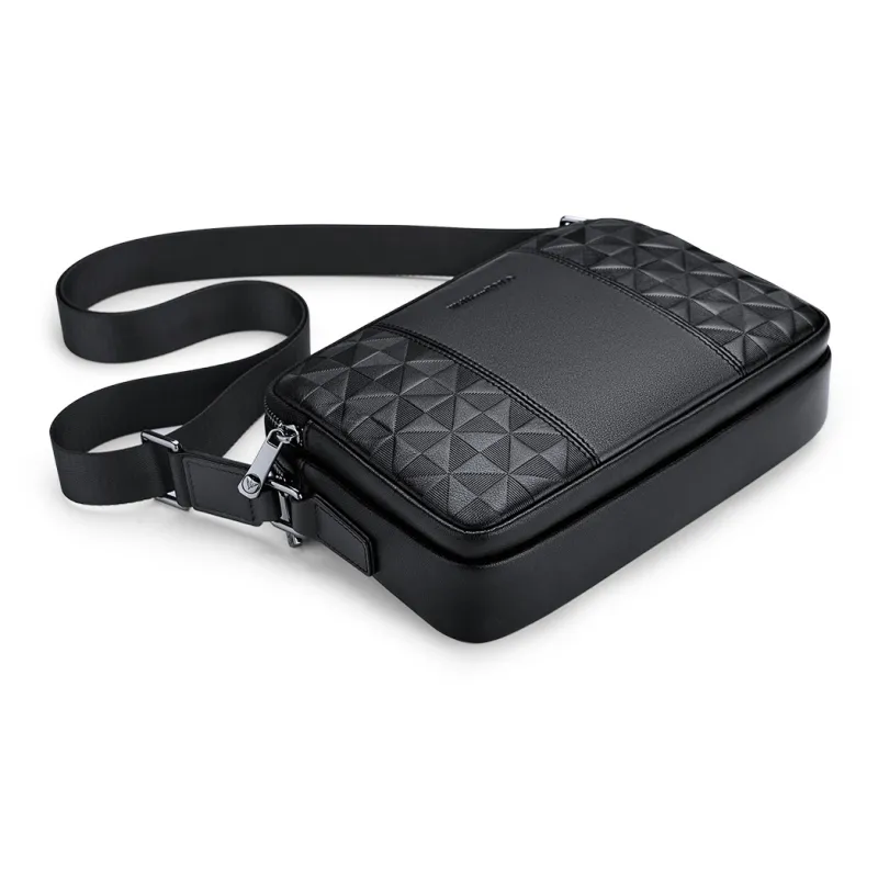 WilliamPOLO Cow Leather Shoulder Bag Men's Black-2