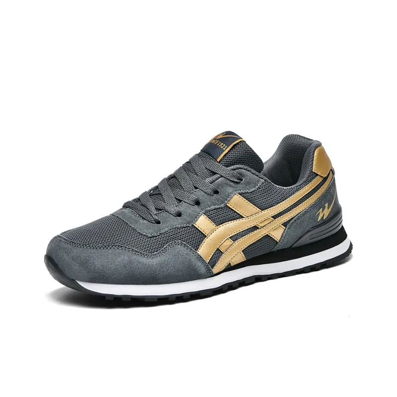 DOUBLE STAR 88 Breathable Low Top Running Shoes Men's Carbon Gray Gold-1